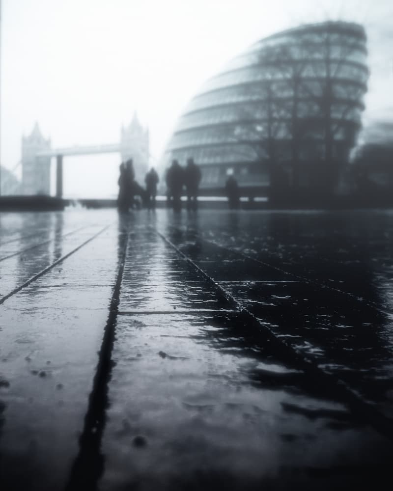 Rainy London Reflections by David George — canvas wall art