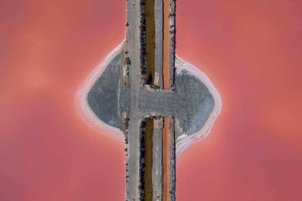 Pink Salt Lake Causeway by Jure Kravanja — canvas wall art