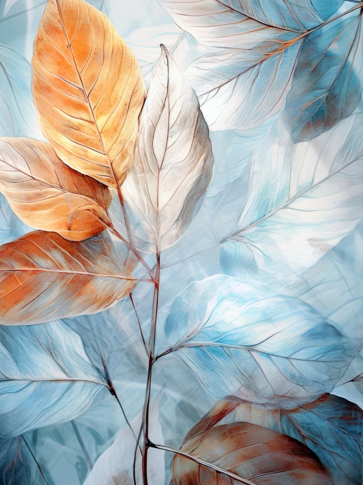 Watercolor leaves nature floral 10 by Justyna Jaszke — canvas wall art