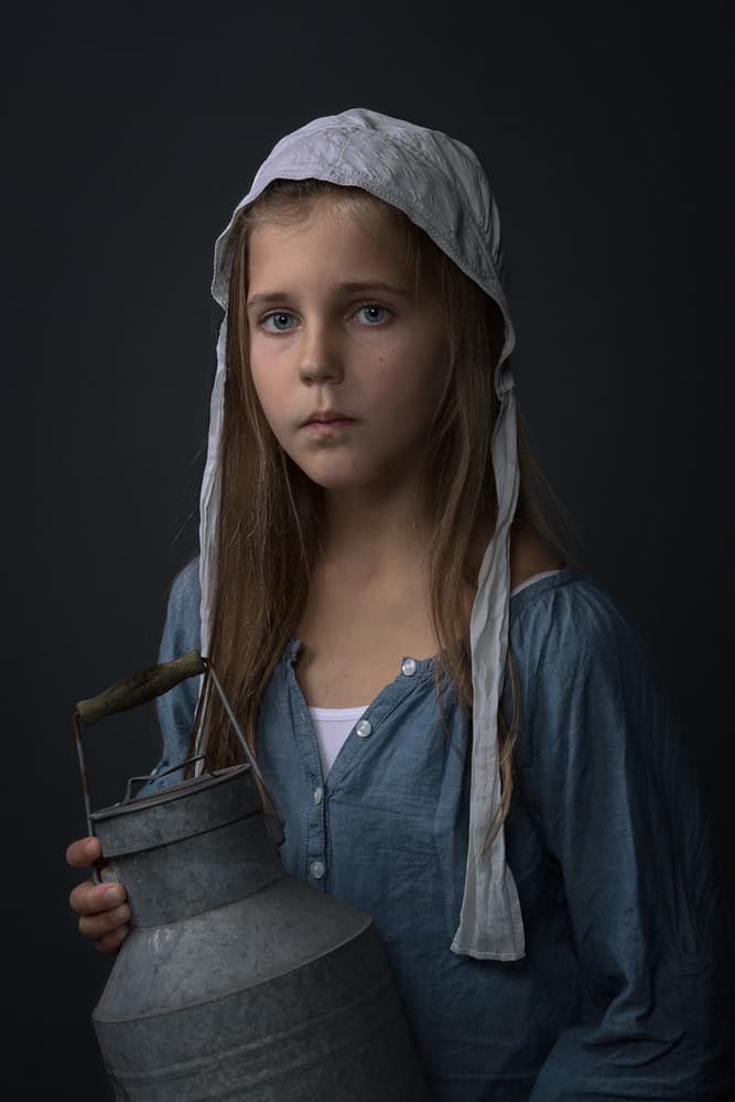 Young Milkmaid Portrait by Carine Belzon — canvas wall art