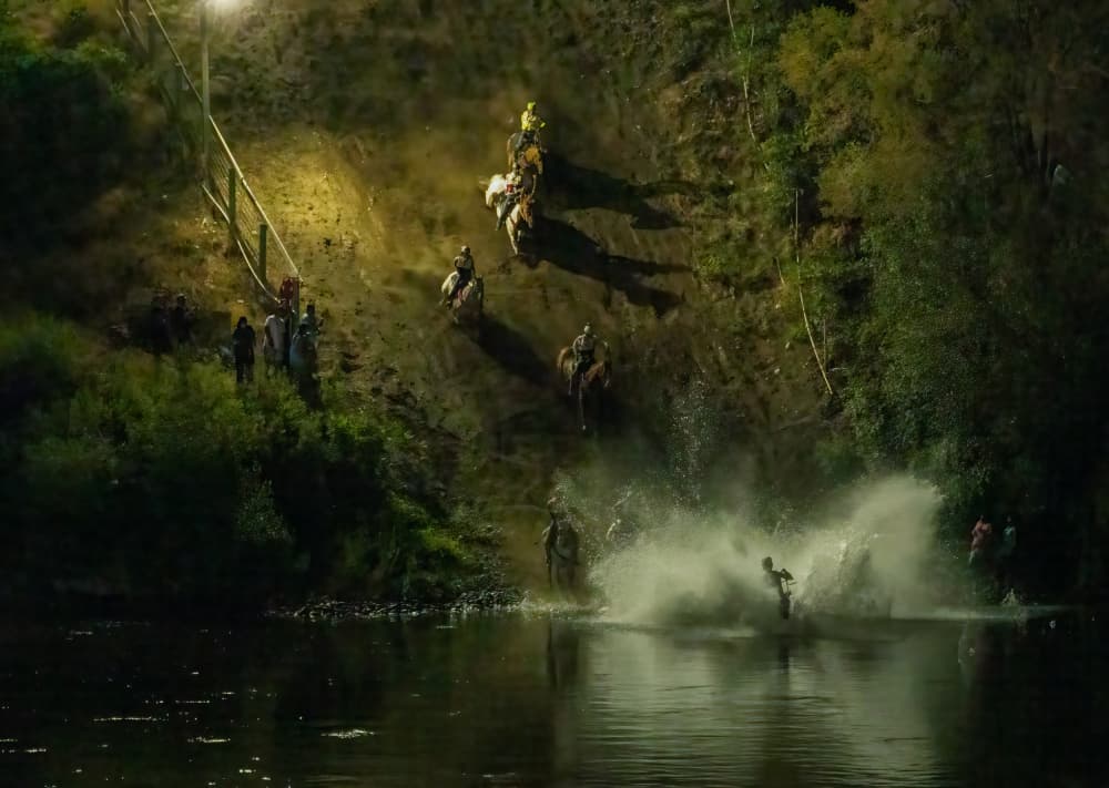 Charging Horses Splash by Johnson Huang — canvas wall art