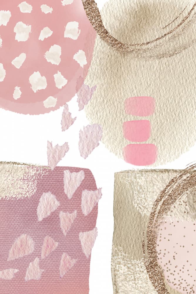 Abstract Pink Gold Shapes by Sally Ann Moss — canvas wall art
