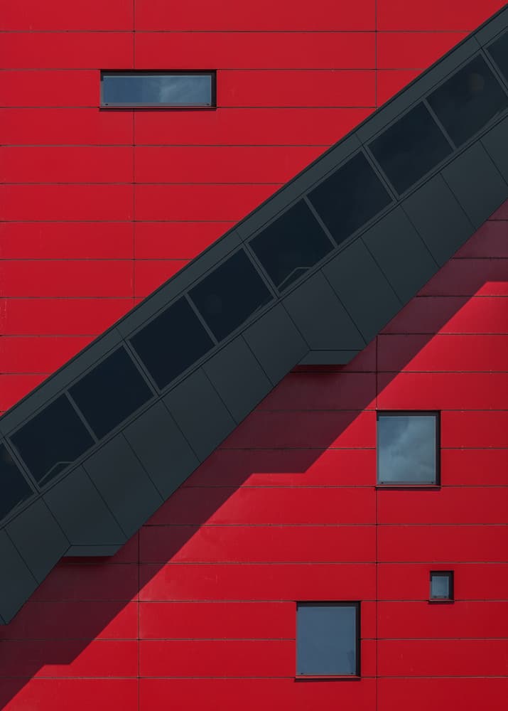 Bold Red Architecture by Theo Luycx — canvas wall art