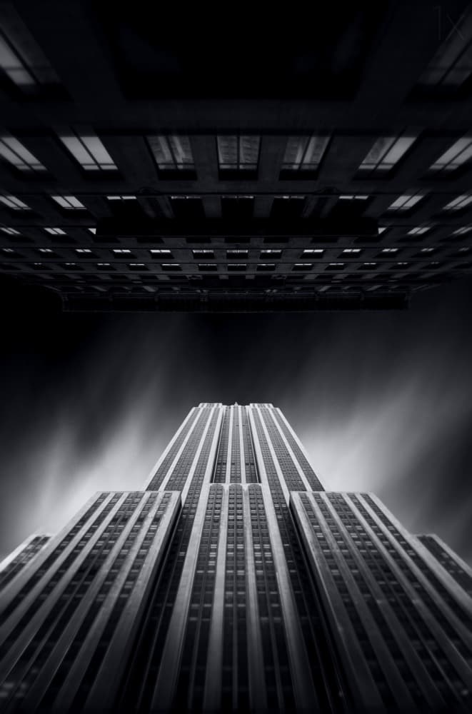 Monochrome Skyscraper Reflection by Sebastien DEL GROSSO — canvas wall art