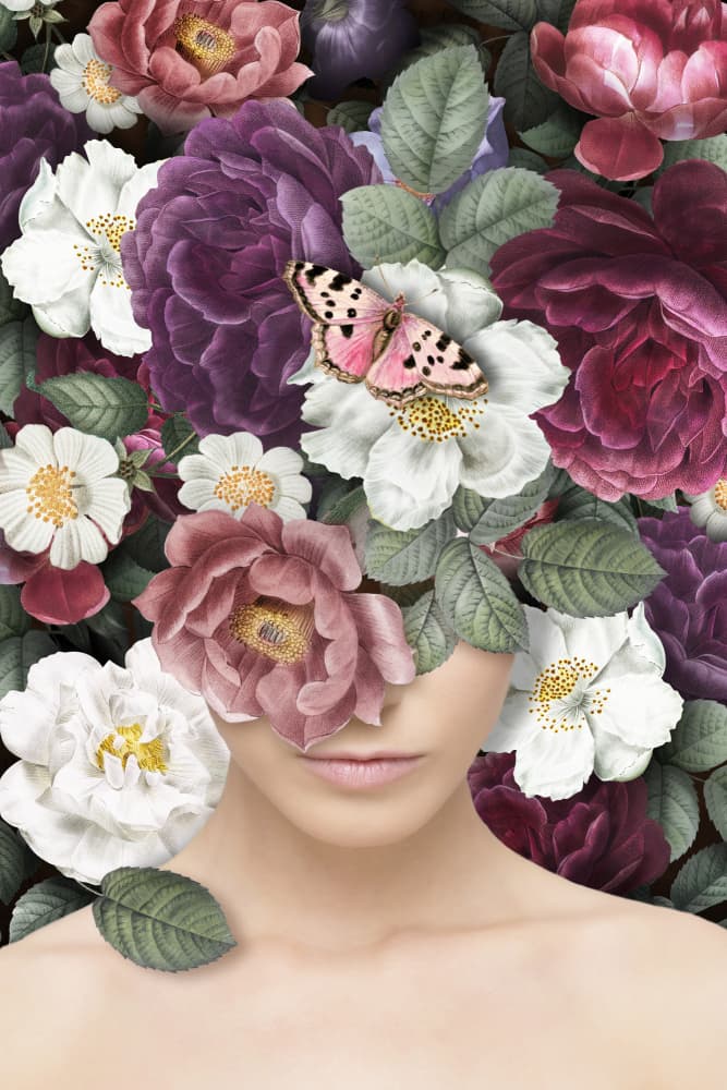 Dreamy Floral Portrait by Marja van den Hurk — canvas wall art