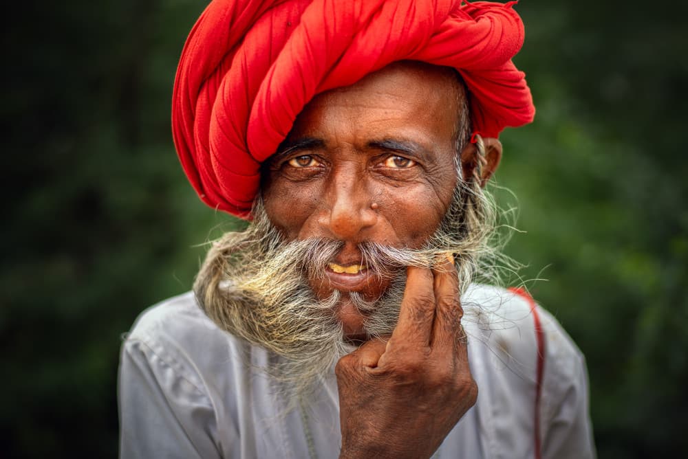 Smiling Man Red Turban by Vivek Kalla — canvas wall art