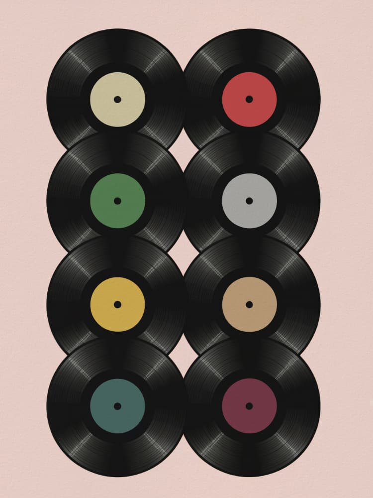 Retro Record Collection by Andreas Magnusson — canvas wall art
