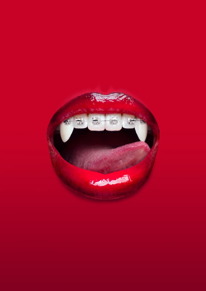 Vampire Braces Lips by Artem Pozdniakov — canvas wall art