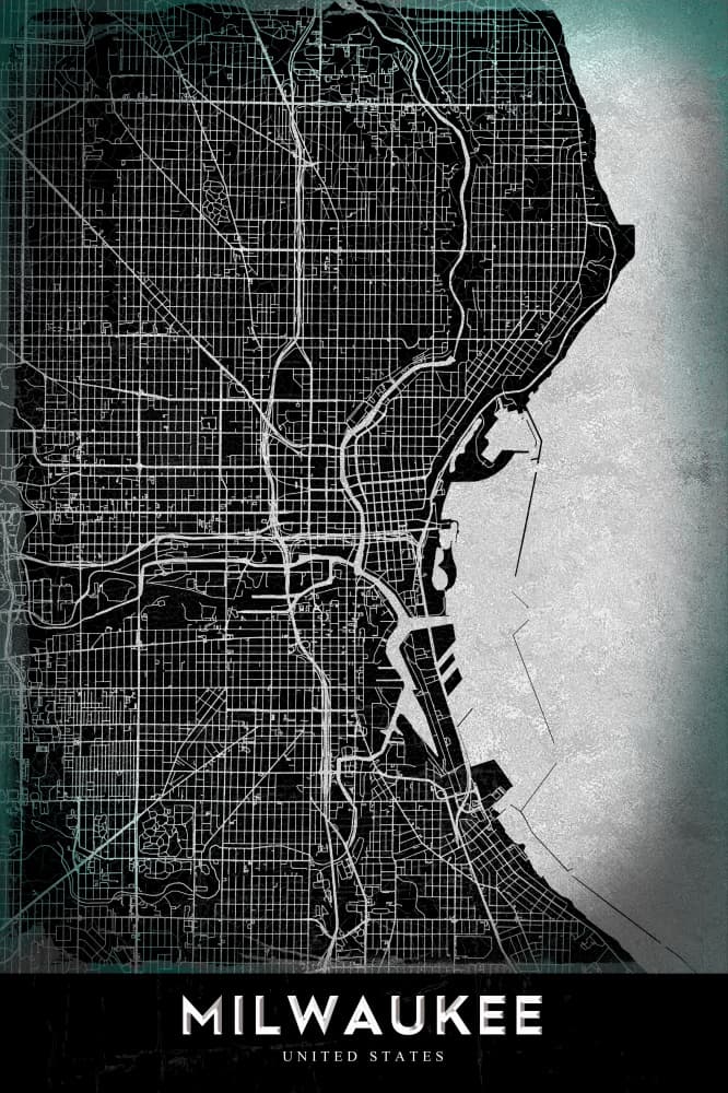 Milwaukee City Street Map by StudioSix — canvas wall art