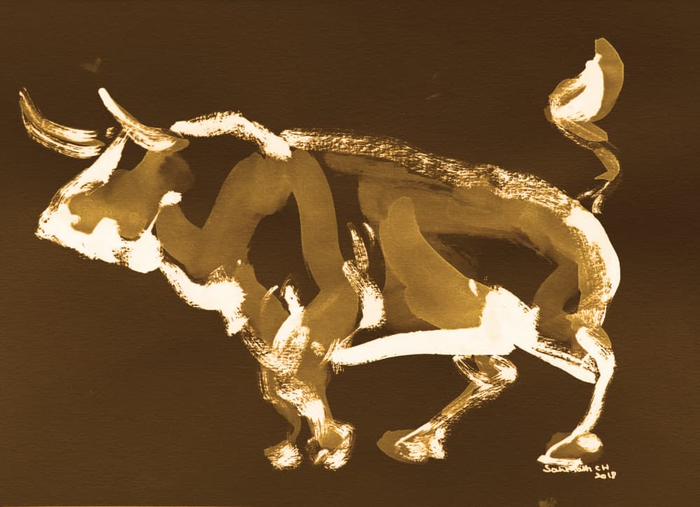 Powerful Bull Abstract by Santhosh ch — canvas wall art