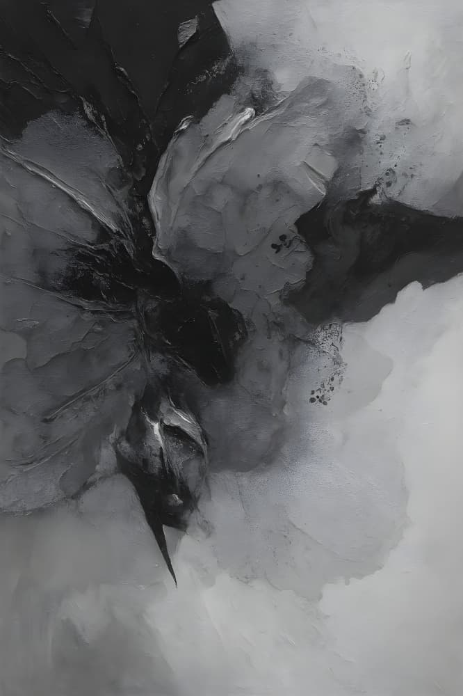 Abstract Gray Bloom by HUGO — canvas wall art