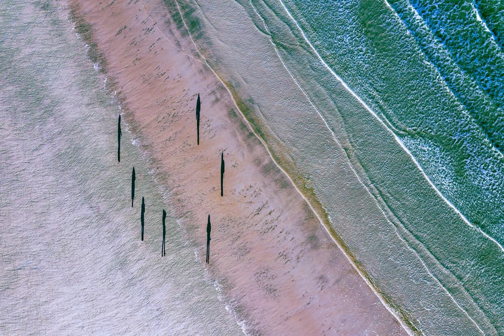 Beach Shadows Aerial by Adrian Popan — canvas wall art