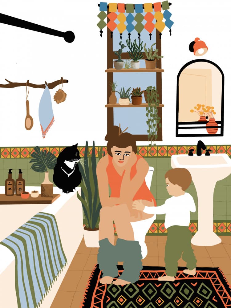 Mom Life Bathroom by Ceyda Alasar — canvas wall art