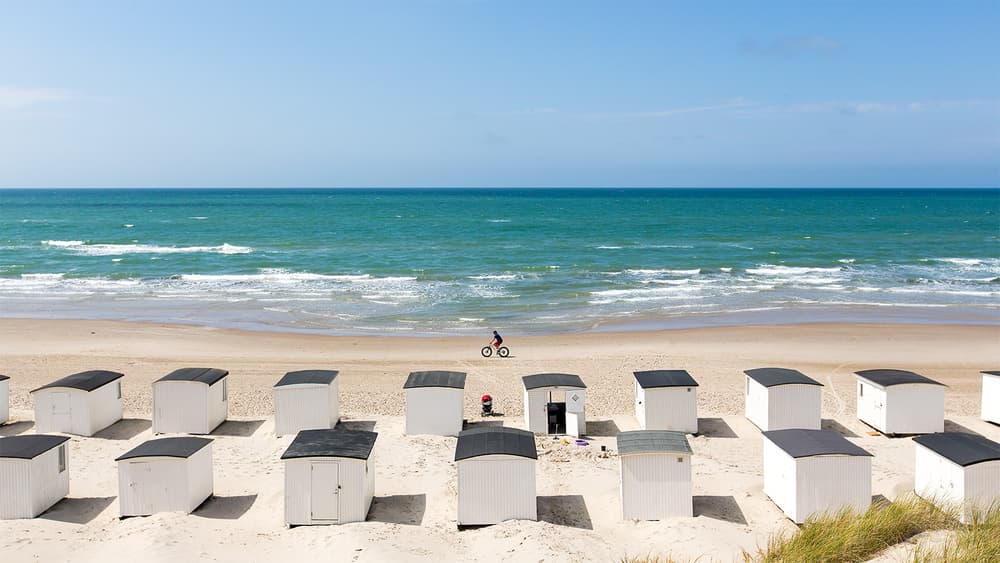 Coastal Beach Huts by Leif Løndal — canvas wall art