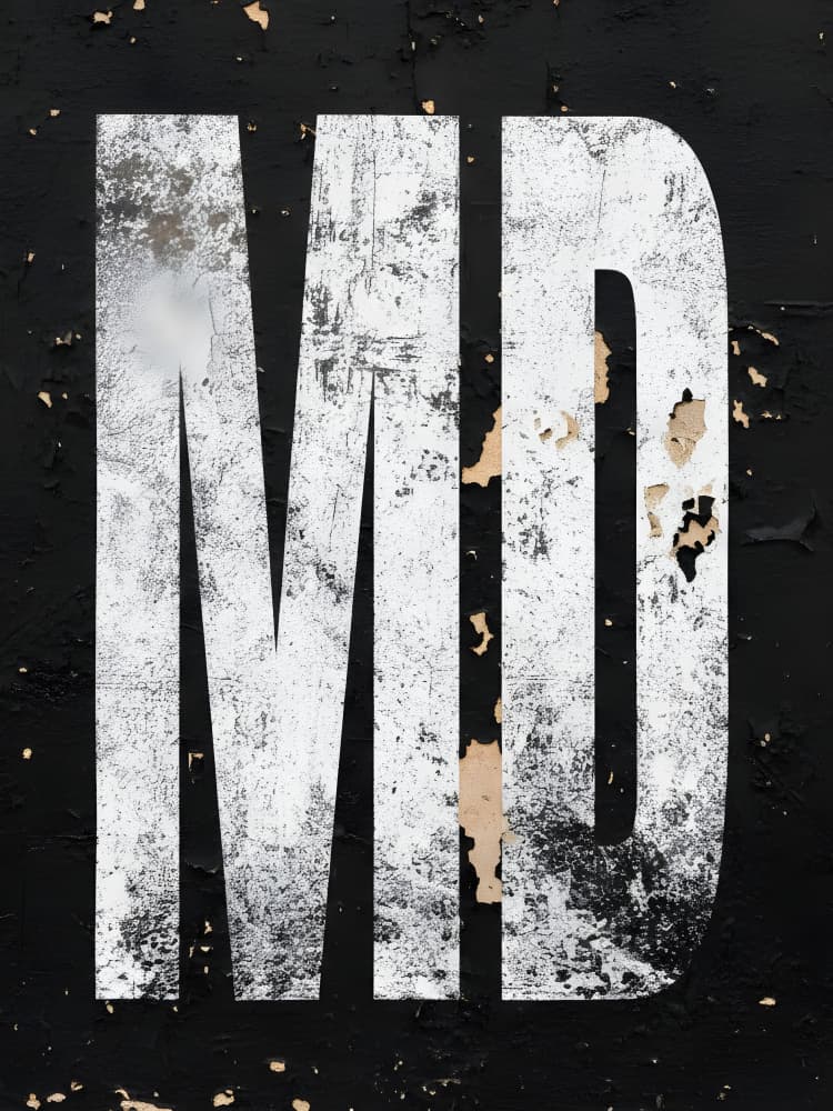 Distressed MD Letters by HUGO — canvas wall art