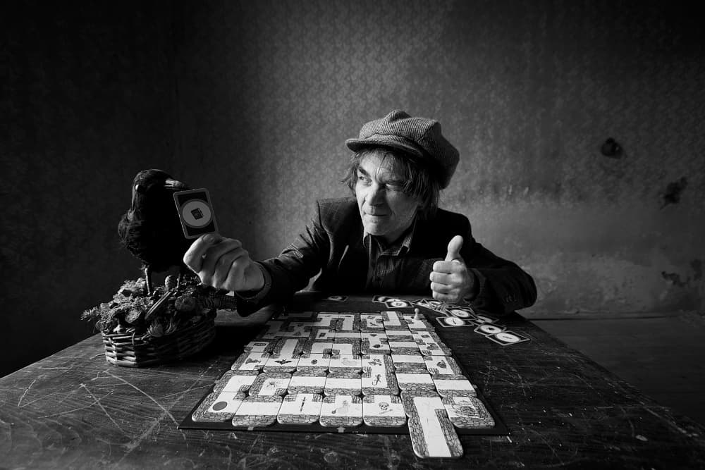 Man Crow Board Game by mario grobenski - psychodaddy — canvas wall art