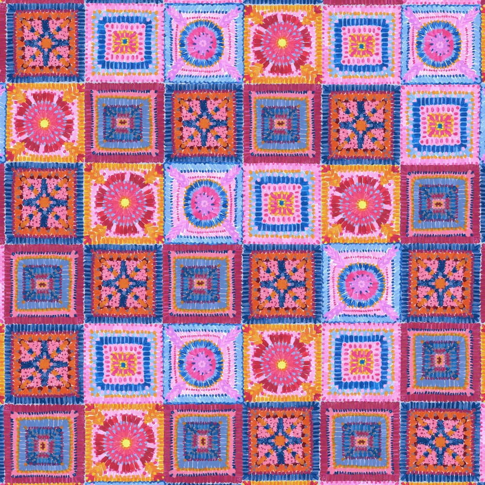 Vibrant Crochet Patchwork by Rosana Laiz Blursbyai — canvas wall art