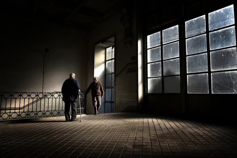 Elderly Men In Light by Jorge Pimenta — canvas wall art