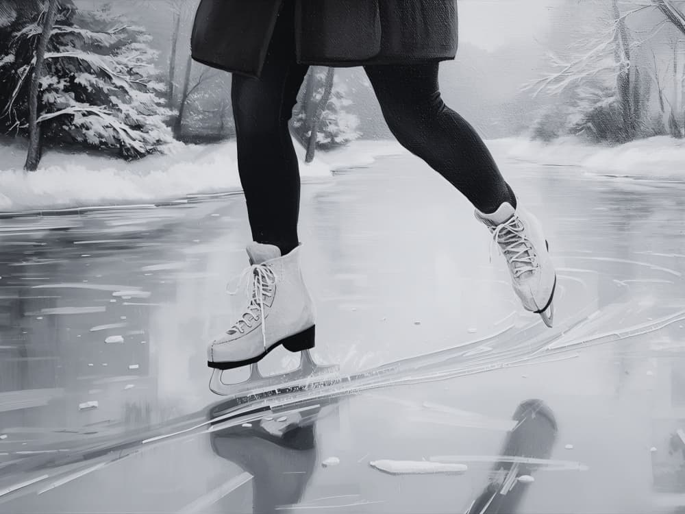 Winter Ice Skating by Ohkimiko — canvas wall art