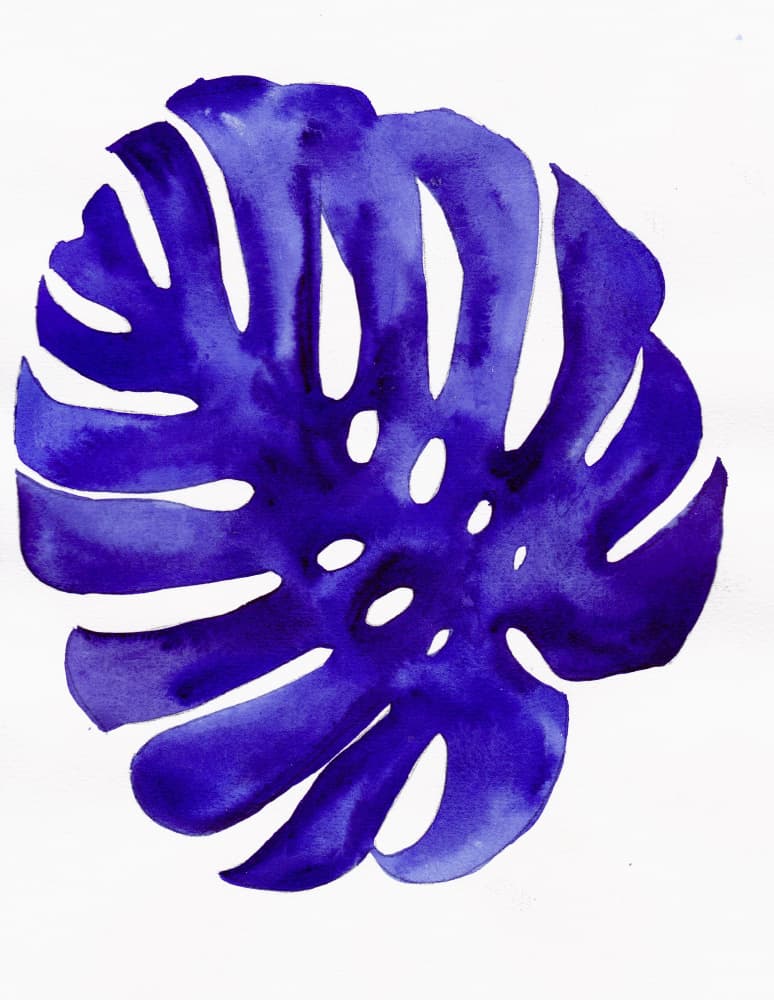 Deep Blue Monstera Leaf by Christine Lindstrom — canvas wall art