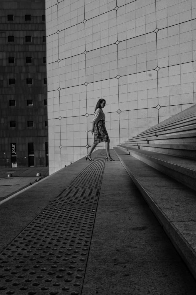 Woman Walking Modern Architecture by Corinne Spector — canvas wall art