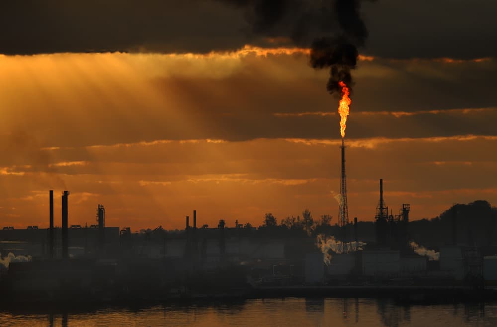 Industrial Flare Sunset by Hans-Wolfgang Hawerkamp — canvas wall art