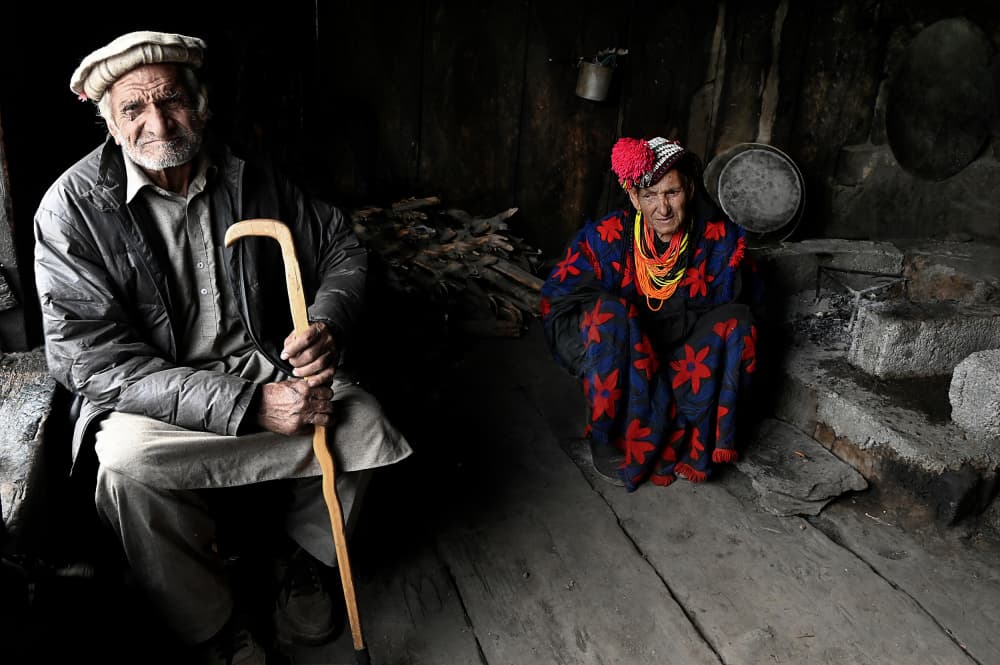 Elderly Couple Rustic Home by Irene Perovich — canvas wall art