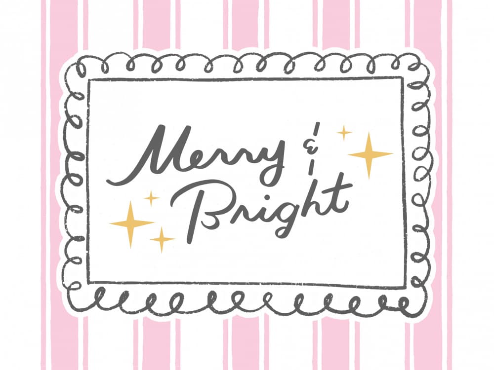 Merry Bright Holiday Script by Jolly and Dash — canvas wall art