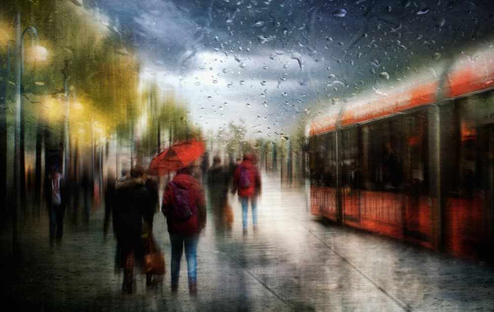 Blurred Rainy City by Charlaine Gerber — canvas wall art