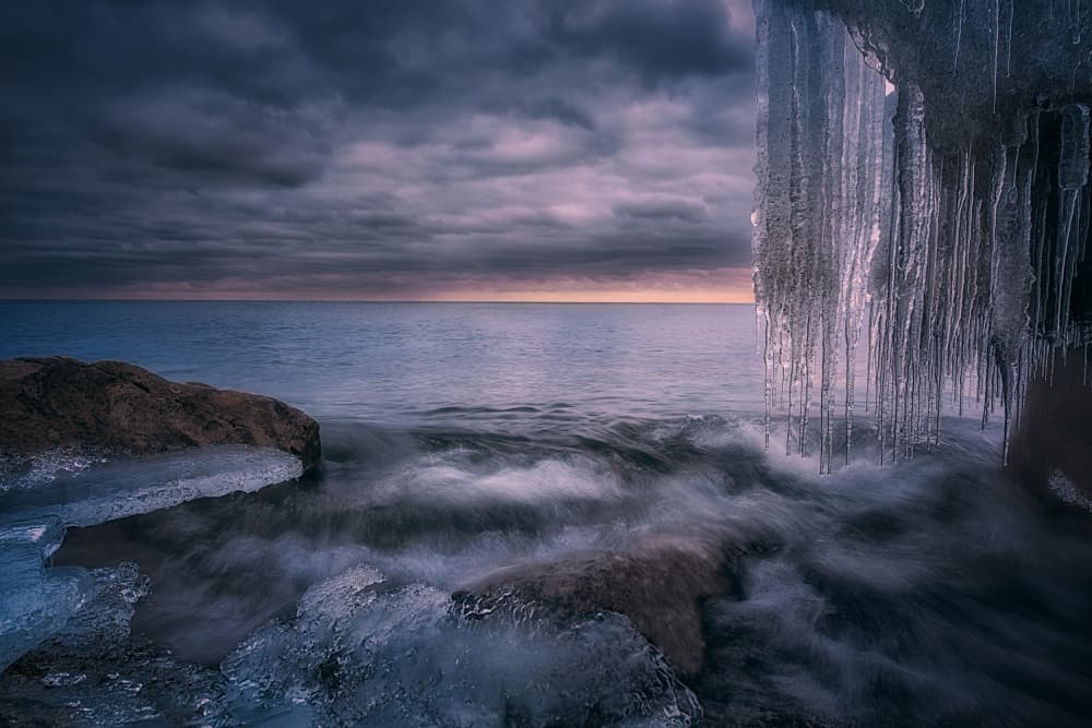 Frozen Icicles Shore by Ben.C.L — canvas wall art