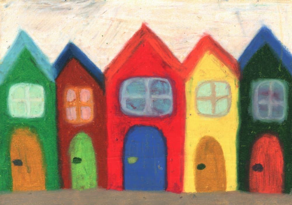Whimsical Row Houses by Kulik — canvas wall art