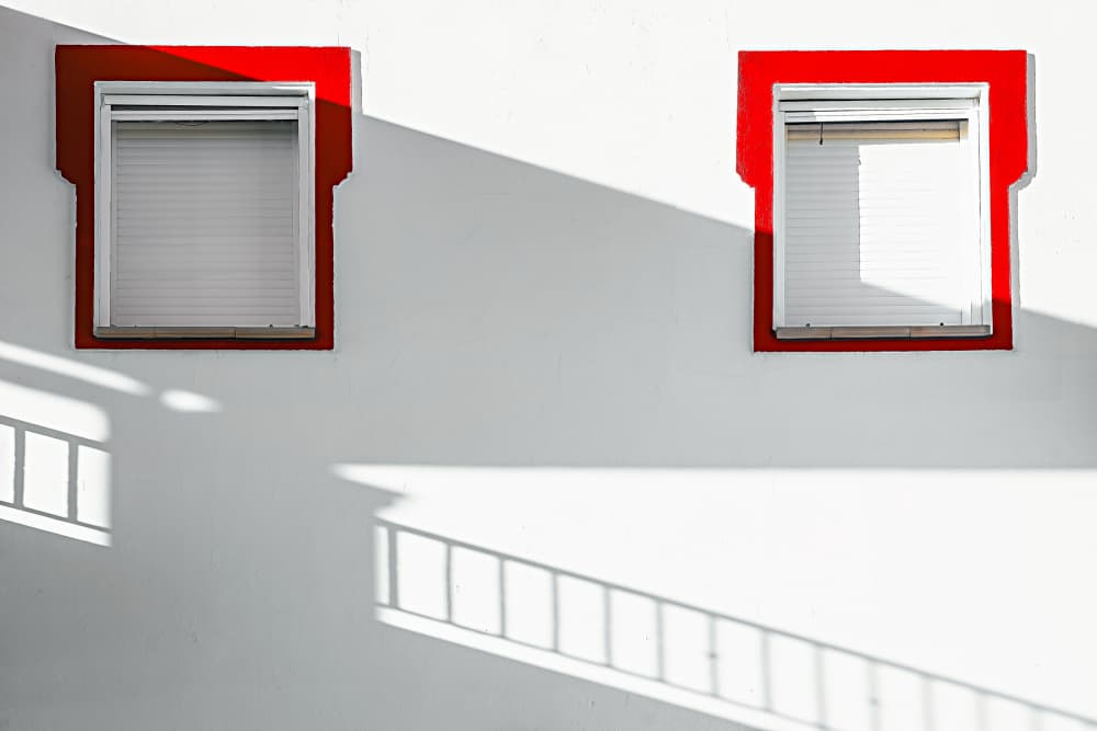 Red Windows and Shadows by Ina Tänzer — canvas wall art