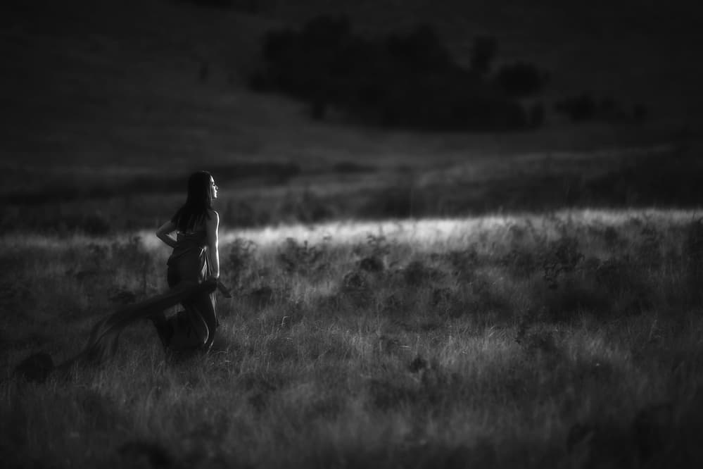 Pensive Woman Field by Hari Sulistiawan — canvas wall art