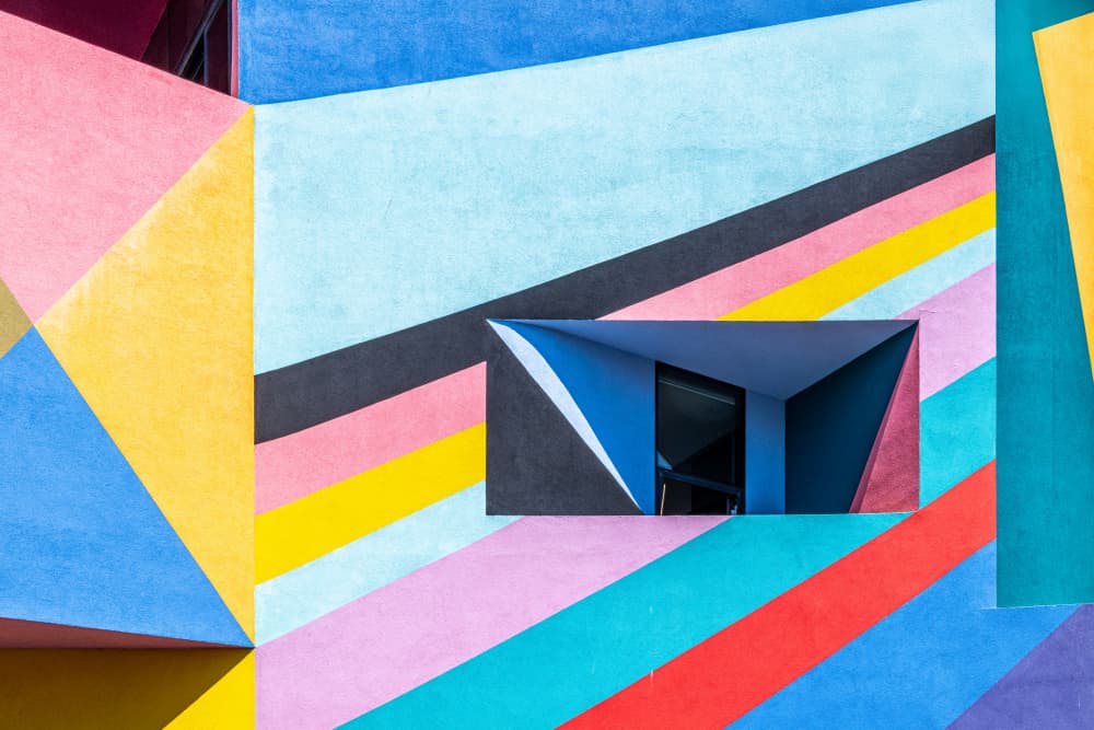 Vibrant Geometric Facade by Marion Keijzer — canvas wall art