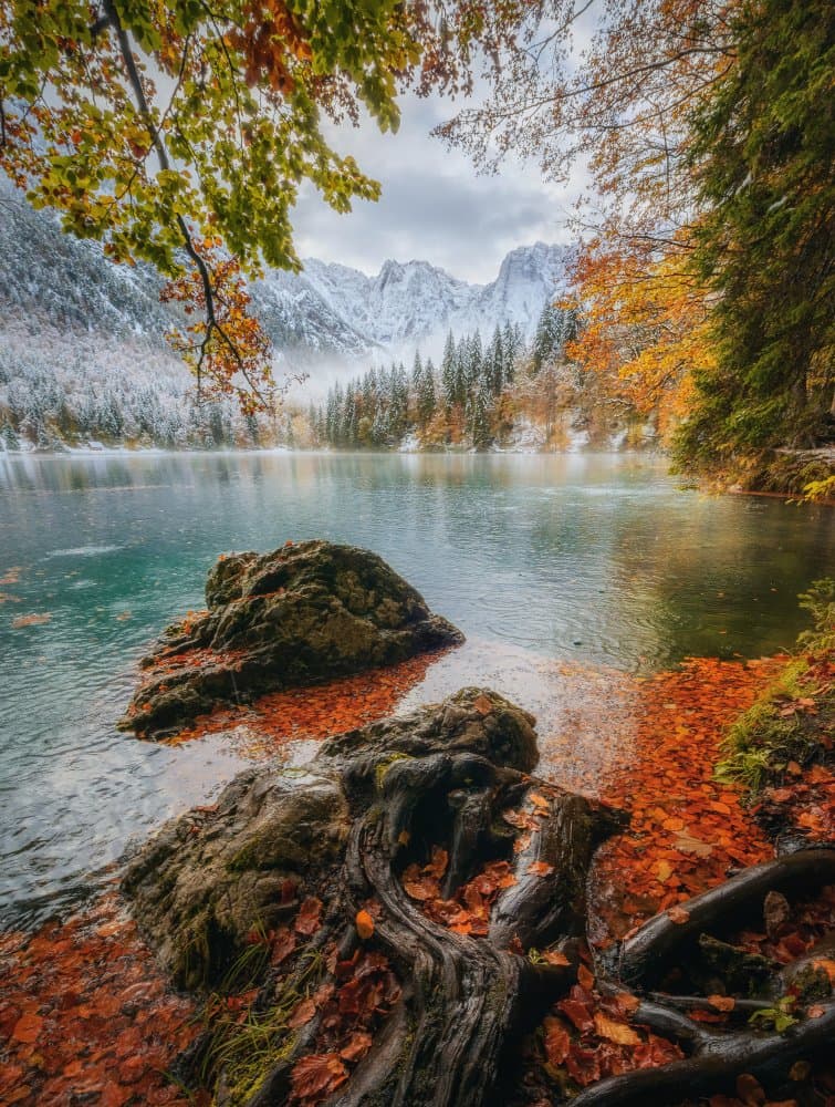 Autumn Mountain Lake by Ales Krivec — canvas wall art