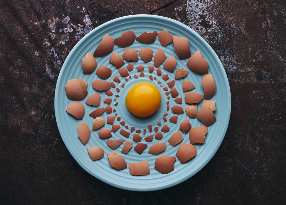 Golden Yolk and Shells by Karina Aleksandrova — canvas wall art