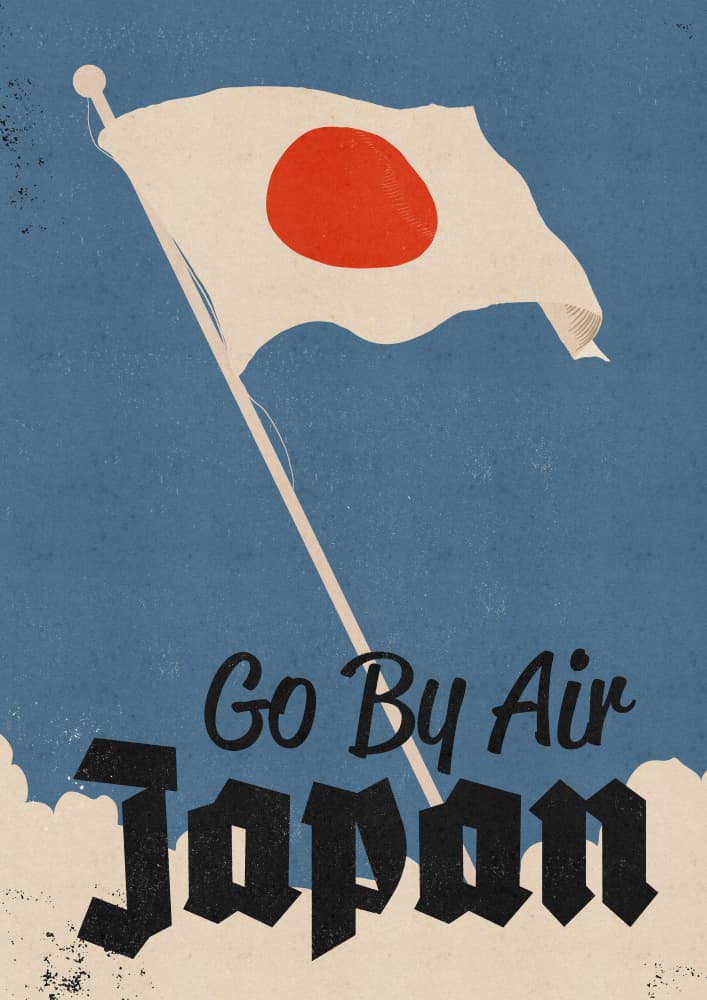 Retro Japan Air Travel by Nicholas — canvas wall art