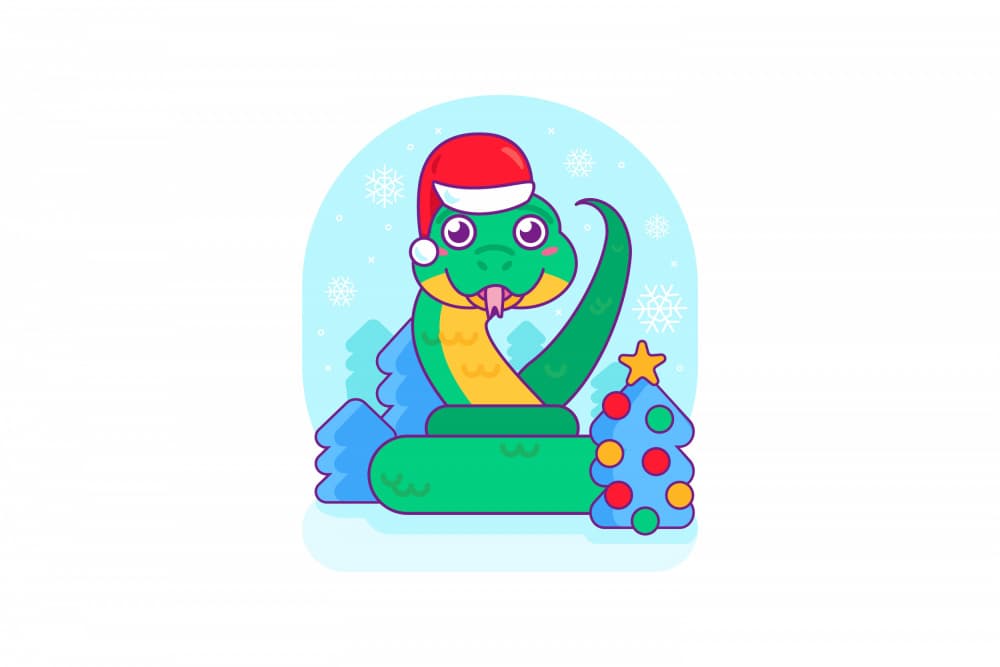 Festive Christmas Snake by Marika Barsrsind β canvas wall art