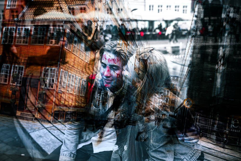 Painted Faces City Layers by Carmine Chiriacò — canvas wall art