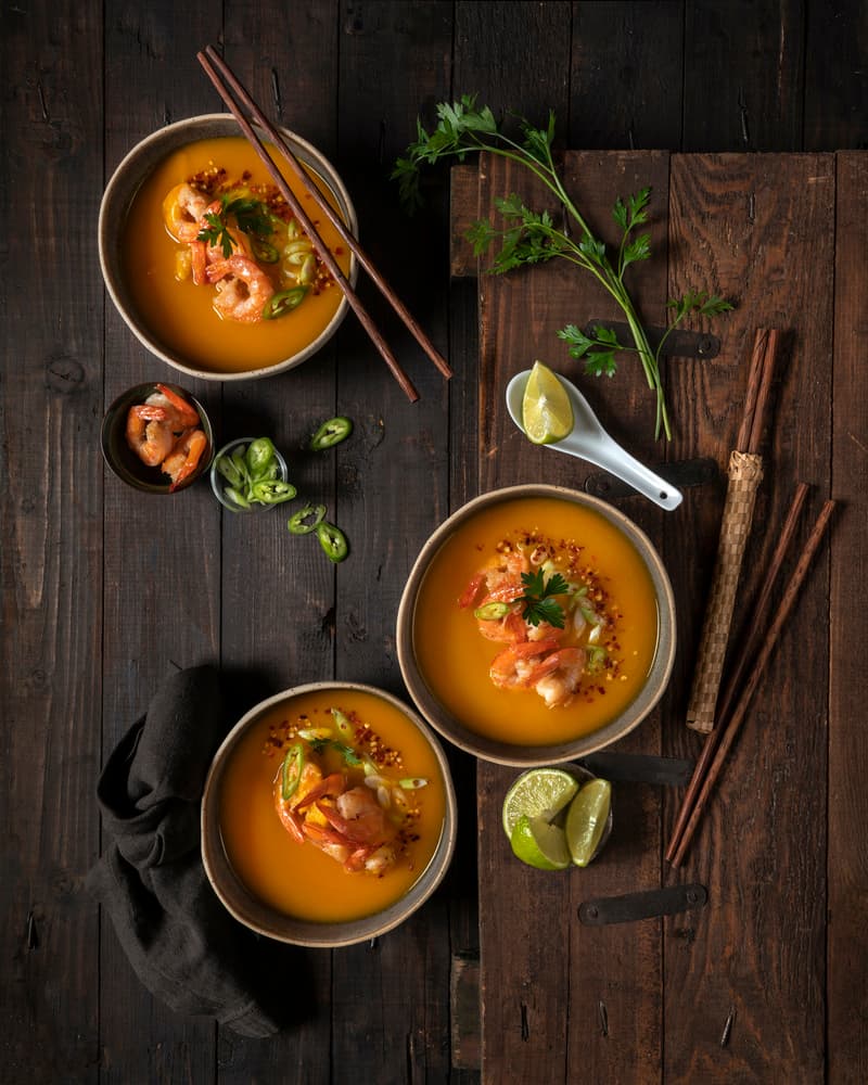 Spicy Shrimp Bowls by Diana Popescu — canvas wall art