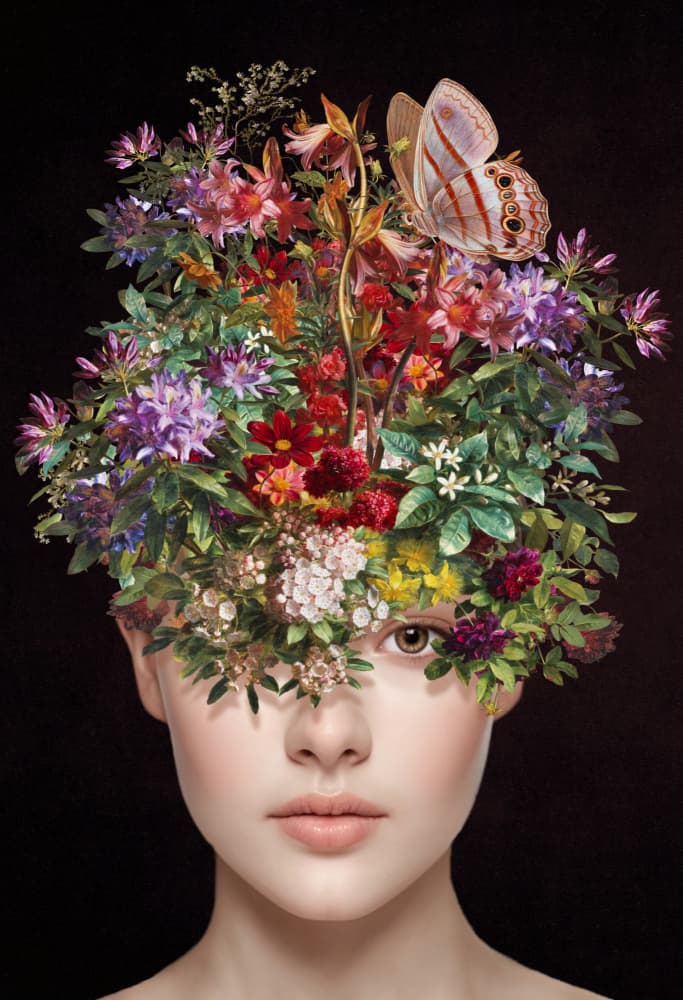 Woman In Bloom by Marja van den Hurk — canvas wall art