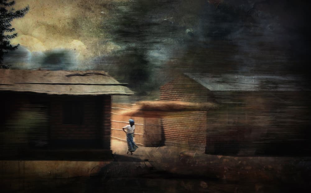 Woman on Village Path by Antonio Grambone — canvas wall art