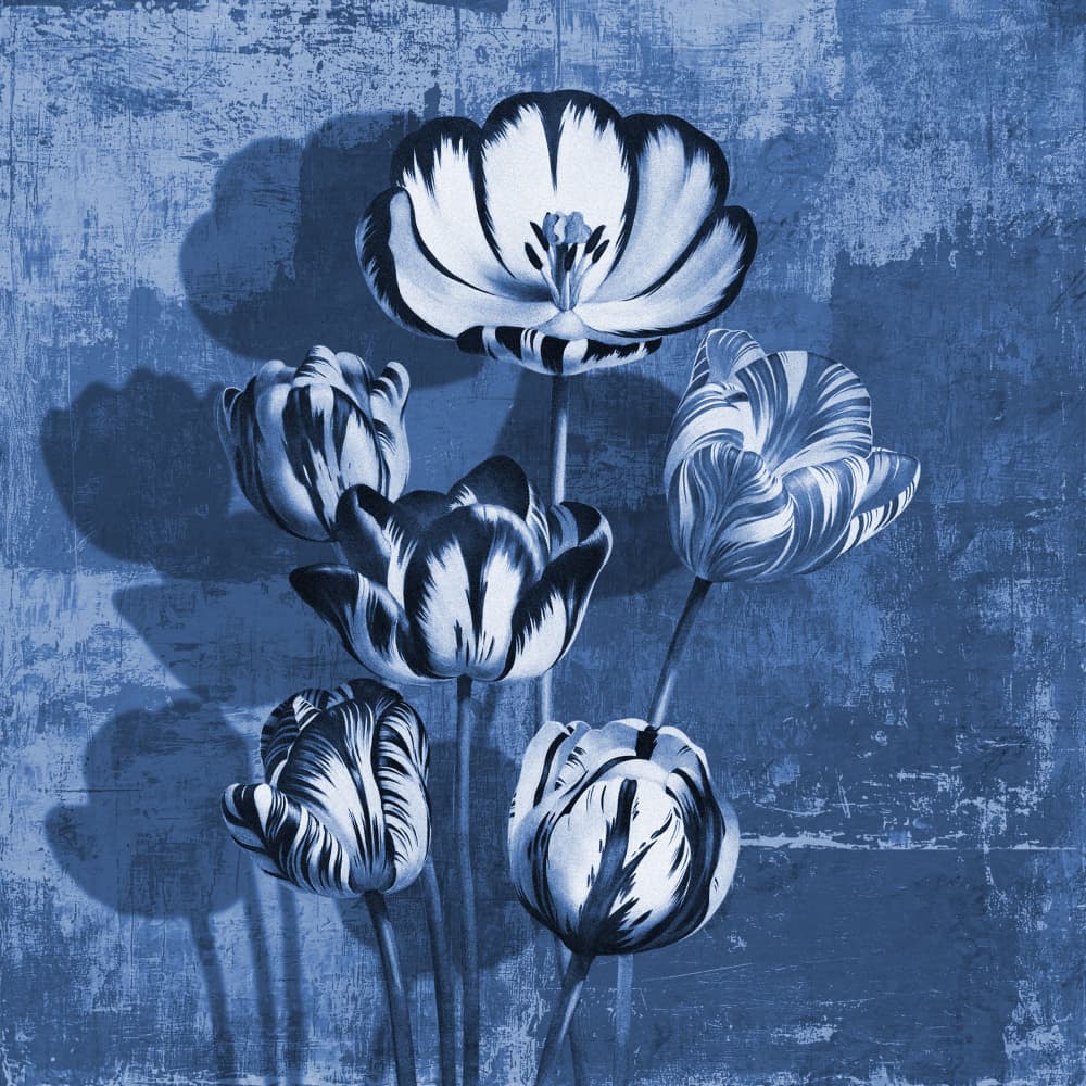 Classic Blue Tulips by Marja van den Hurk — canvas wall art