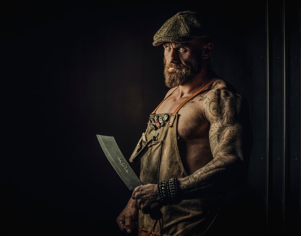 Bearded Man With Cleaver by gNo — canvas wall art