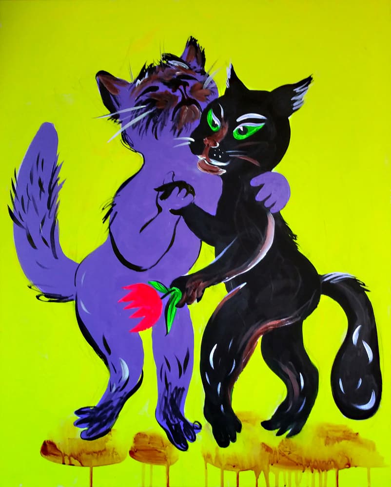 Dancing Cat Couple by Kanat Ibragimov — canvas wall art