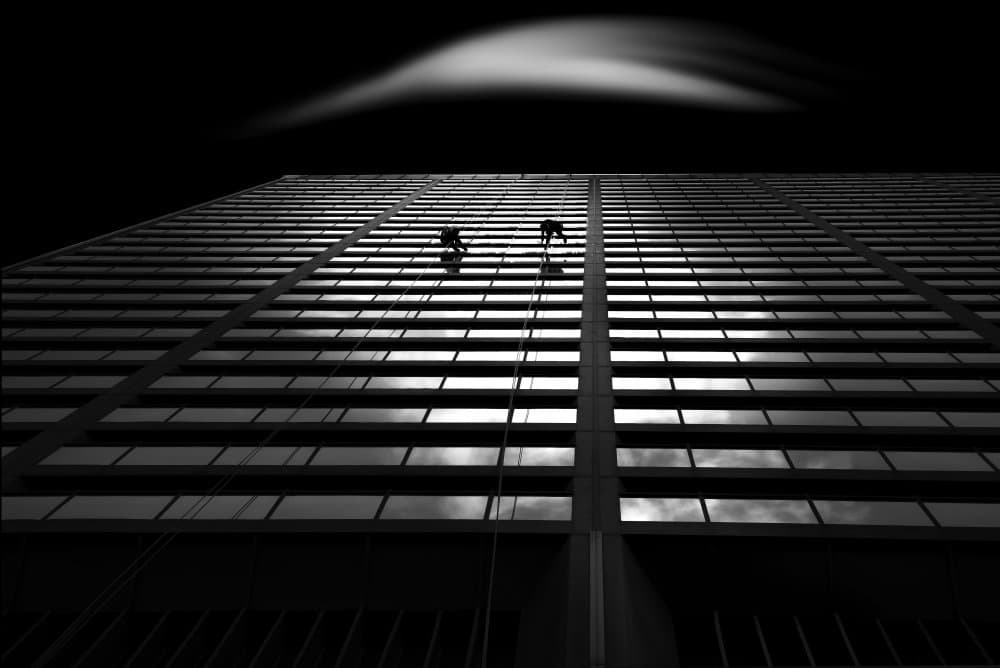Skyscraper Window Cleaners by Catherine Wang — canvas wall art