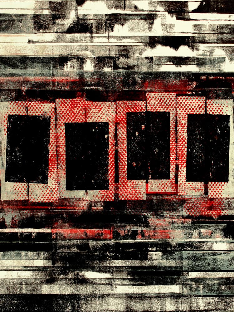 Abstract Red Black Blocks by Petr Strnad — canvas wall art