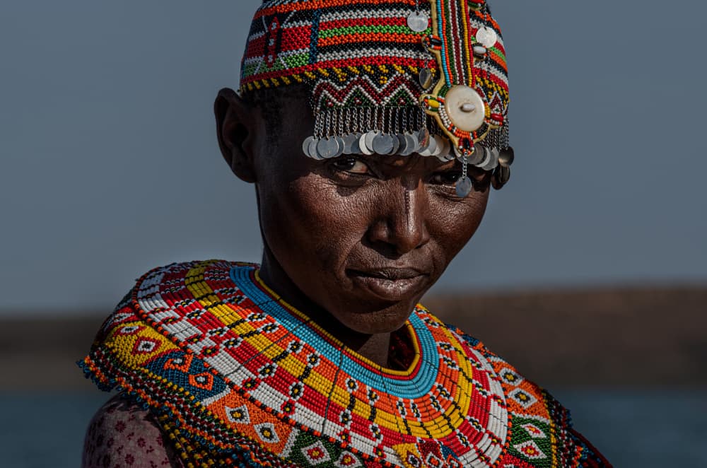 African Woman Beaded Headdress by Joxe Inazio Kuesta Garmendia — canvas wall art