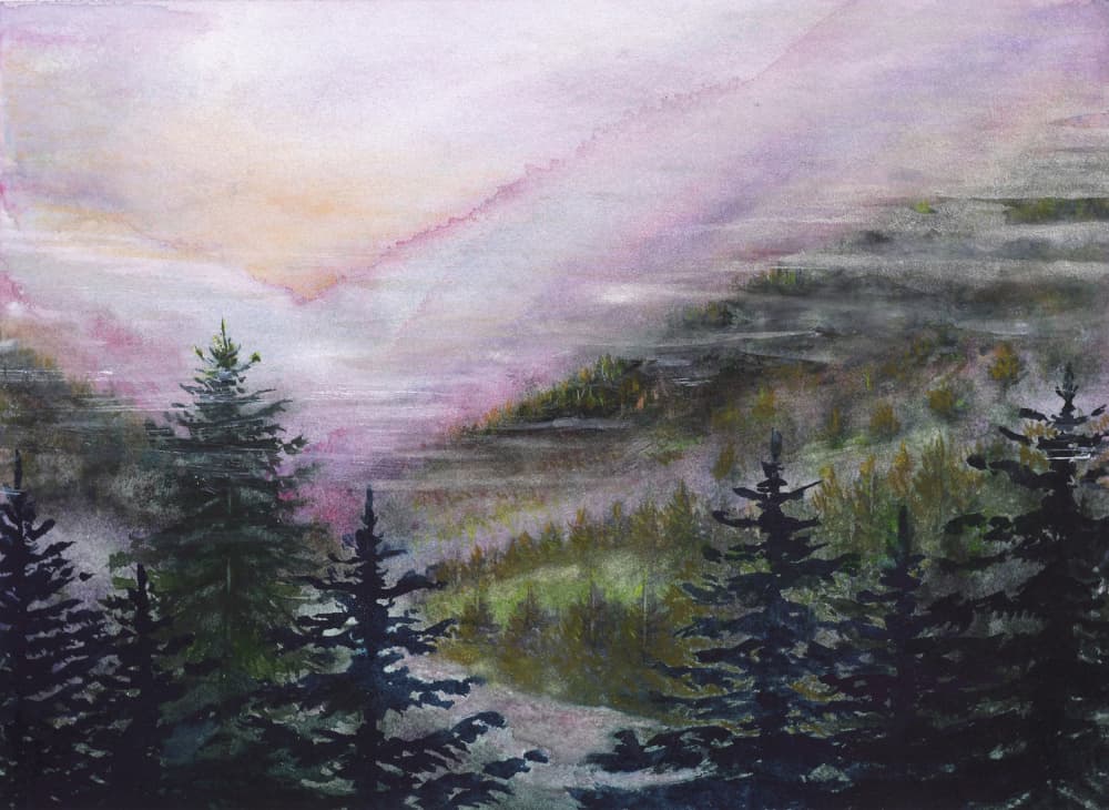 Misty Mountain Dawn by Marina Kozyr — canvas wall art
