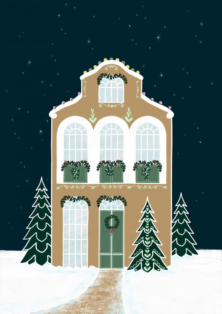 Cozy Winter Home by Rosana Laiz Blursbyai — canvas wall art